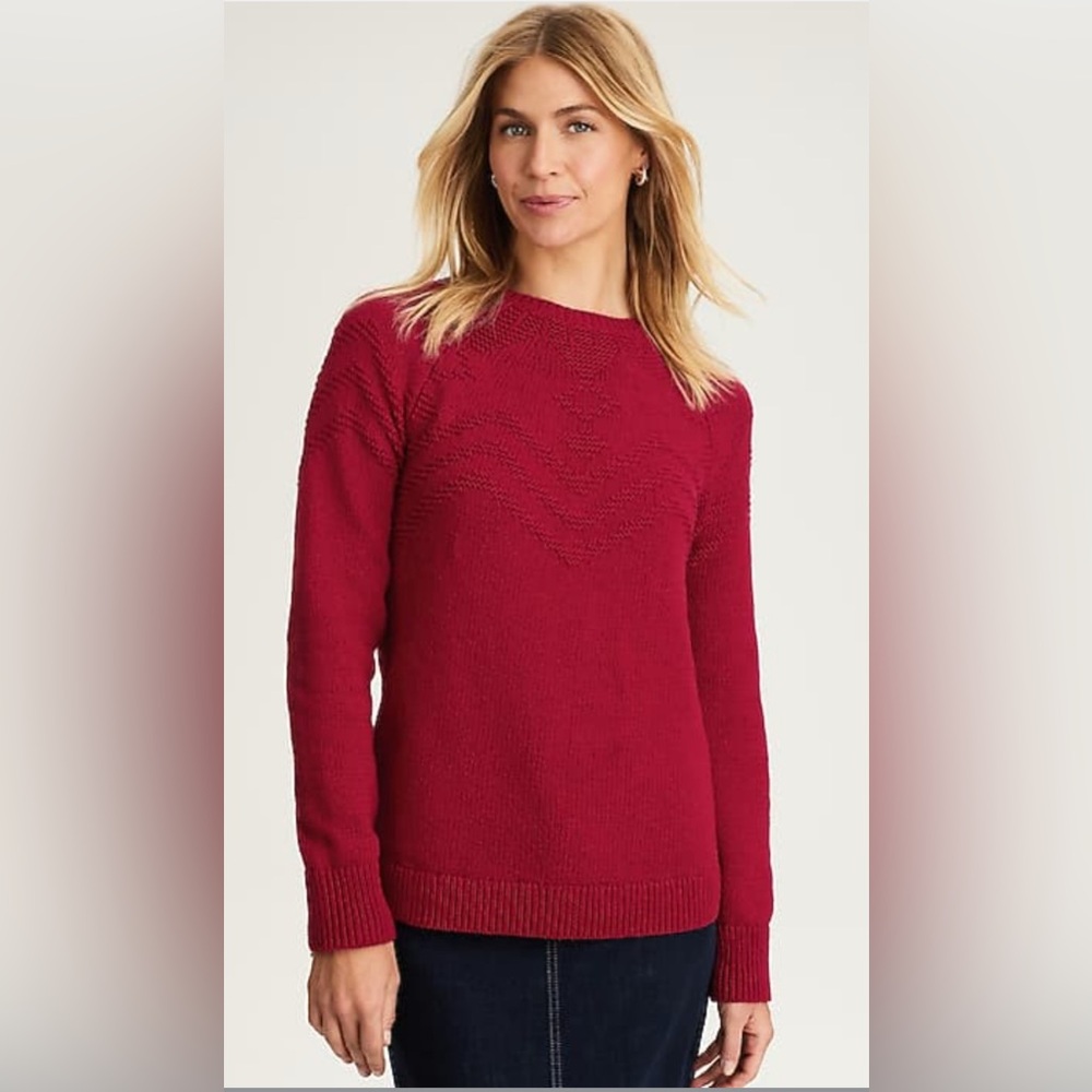 NWT J.Jill Textured-Yoke Sweater in Scarlet